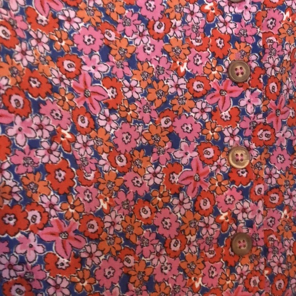 Sanctuary Blouse short sleeves pink orange purple floral Size L. NWOT - Picture 2 of 7